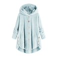thumbnail image 1 of Womens Cardigan Plus Size Button Plush Tops Hooded Loose Cardigan Wool Coat Winter Jacket Navy Xl, 1 of 3