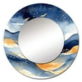 thumbnail image 2 of Designart "Abstract in Dark Blue and Gold IX" Fractals Blue Large Round Mirror - Round Mirror Wall Décor - Traditional Round Printed Mirror 29" x 29" Inch, 2 of 5