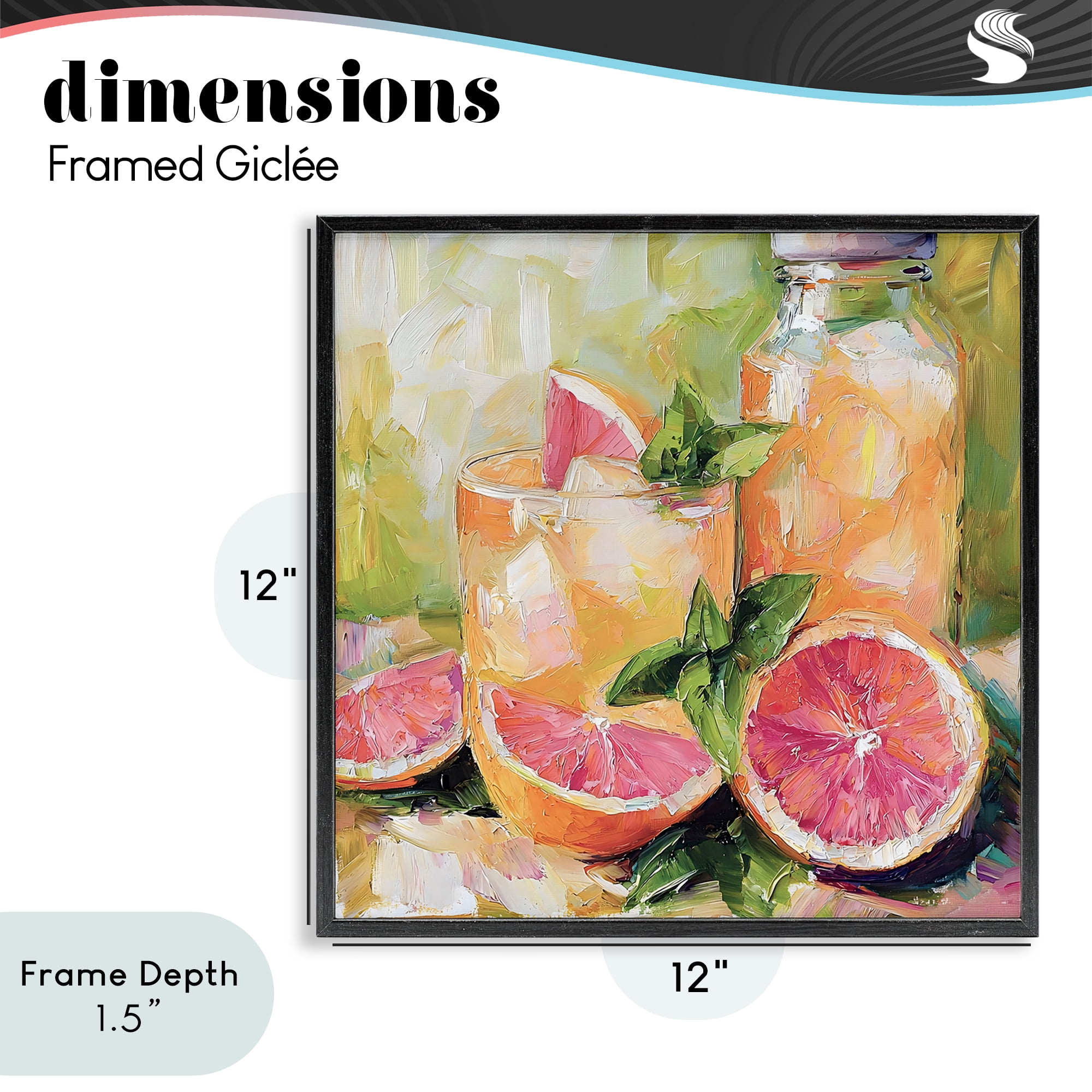 Stupell Industries Grapefruit Summer Refreshment Black Framed Giclee Art, design by Riley B