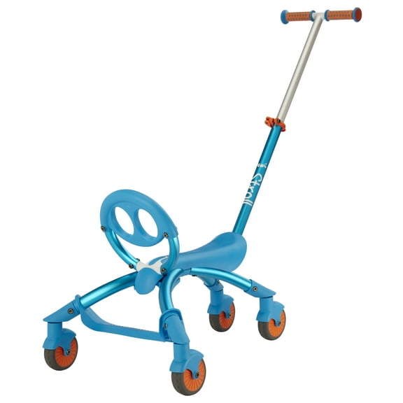 YBIKE Pewi Stroll (Blue) Indoor/Outdoor Walking Ride On Toy with Push Handle - Grows from Baby Walker to Toddler Ride On for Ages 9 Months to 3 Years