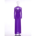 thumbnail image 5 of Doomiva Womens Lyrical Dance Dress Sequin Long Sleeve Tulle Flowy Maxi Long Dress Purple XL, 5 of 7