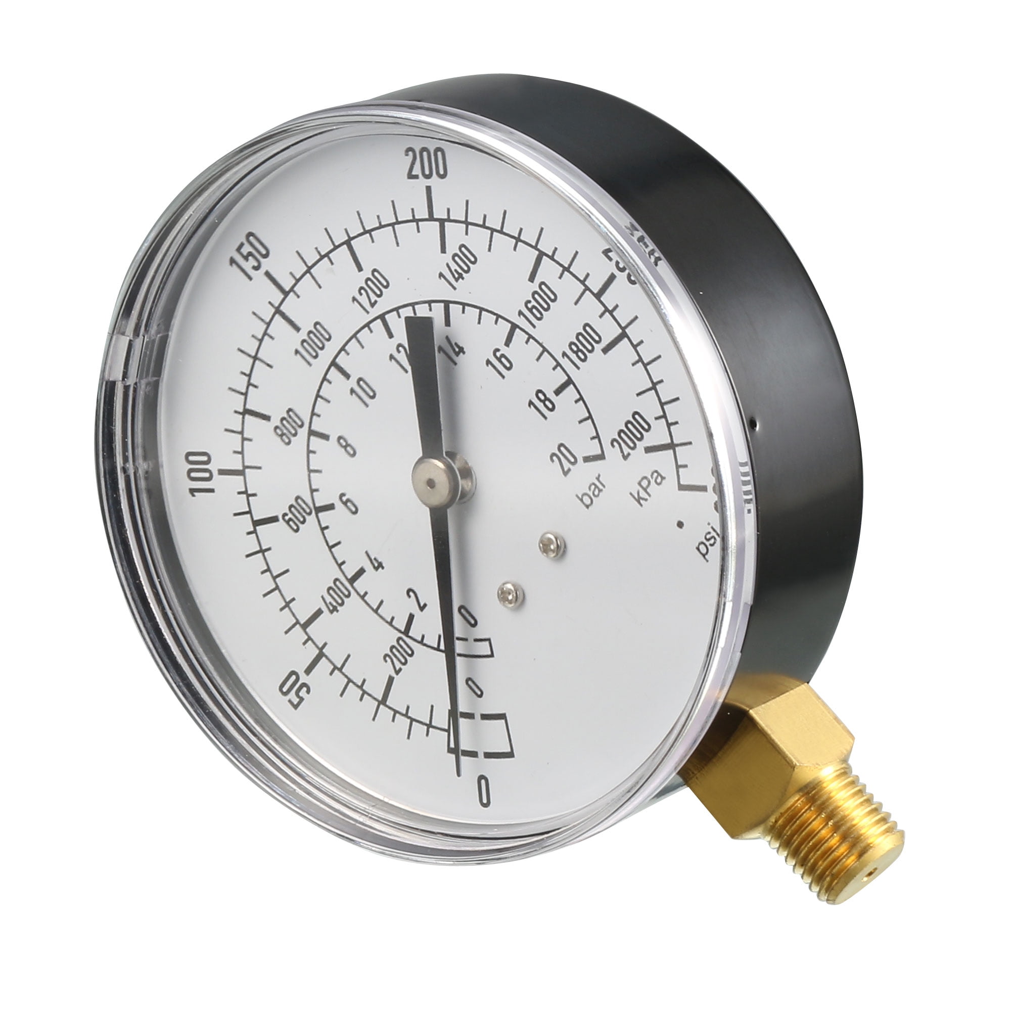Pressure Gauge , 0300Psi/020 Bar/02000 kPa , 3.5" Dial , 1/4" NPT