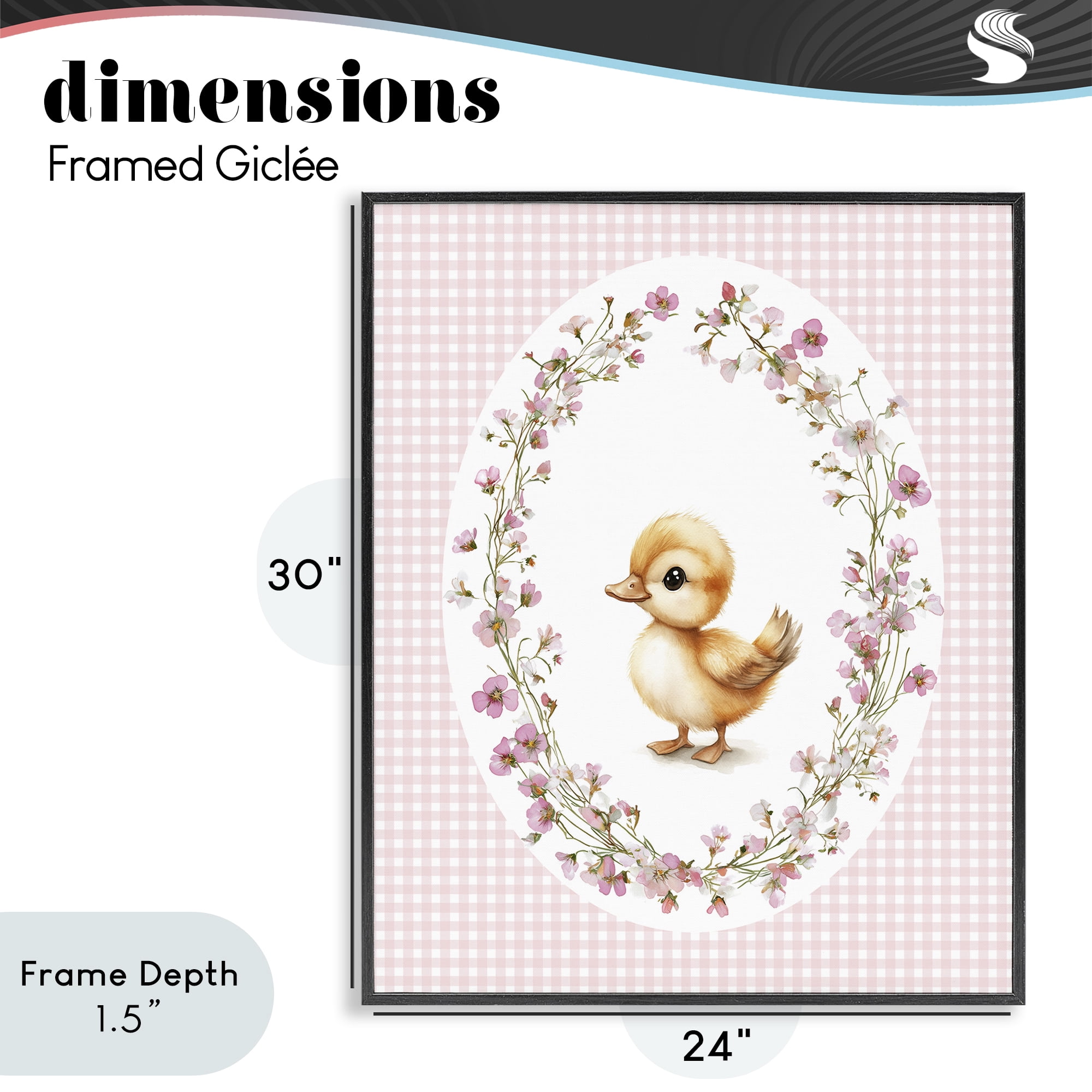 Stupell Industries Spring Gingham Duckling Black Framed Giclee Art, design by Christine Simpson Art