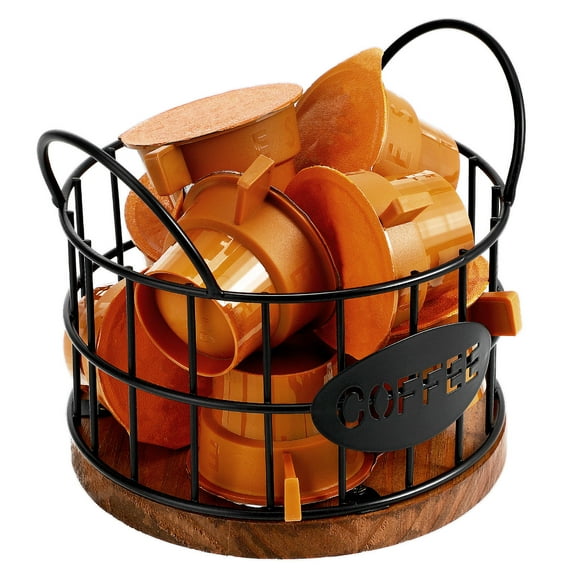 SEWOART Chic Metal and Wood Coffee Pod Holder Multi-Color for Storage