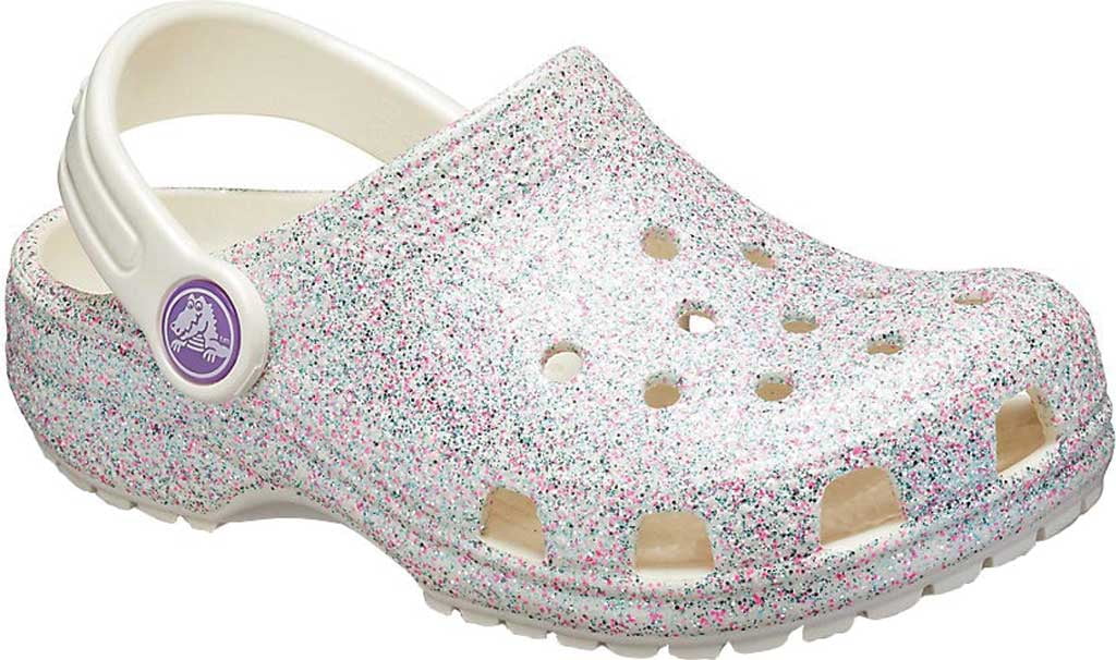 Crocs Kids Classic Glitter Clog 7 US Toddler Sparkly Slip On Shoe for Toddlers Oyster 