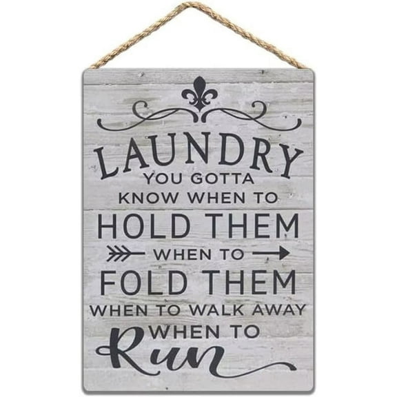 Retro Wooden Signs/Laundry Room Sign Laundry You Gotta Know When to Hold Them Funny Laundry Wood Sign,Home Wooden Custom Wall Art Decor Wooden Signs 8x12 INCH