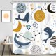 thumbnail image 2 of Cortina de ducha para niños con diseño de ballena, espacio, océano, dibujos animados, planeta, lindo océano, mar, animal, universo, galaxia, luna, estrellas, cosmos, juego de baño, cortina de baño de, 2 of 4