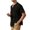 Black, variant on WREESH Men's Knitted Casual Solid Color Button Down Shirts Short Sleeve Top with Turndown Collar for Versatile Style Black