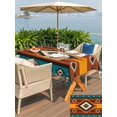 thumbnail image 6 of 60x120 Inch Outdoor Tablecloth with Umbrella Hole Zipper Rectangle Aztec Southwest Rectangular Tablecloths Outside Waterproof Orange Red Geometric Tribe Vintage Patio Table Cover for Picnic Party, 6 of 8