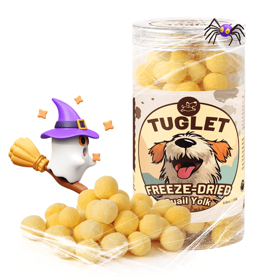 TUGLET Freeze Dried Cat and Dog Treats Quail Egg Yolk, Single Ingredient Quail Egg Yolk Treats, Healthy Tasty Snacks for Cats Dogs Training, 8.8oz