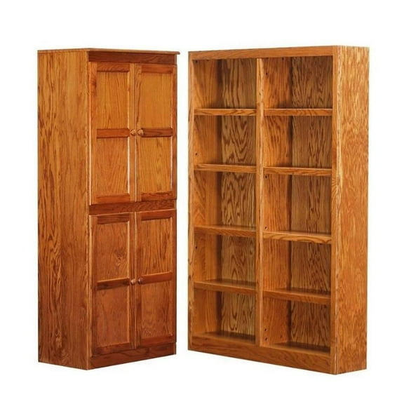 Home Square 2-Piece Set with Storage Cabinet & 72" Tall 10-Shelf Double Bookcase