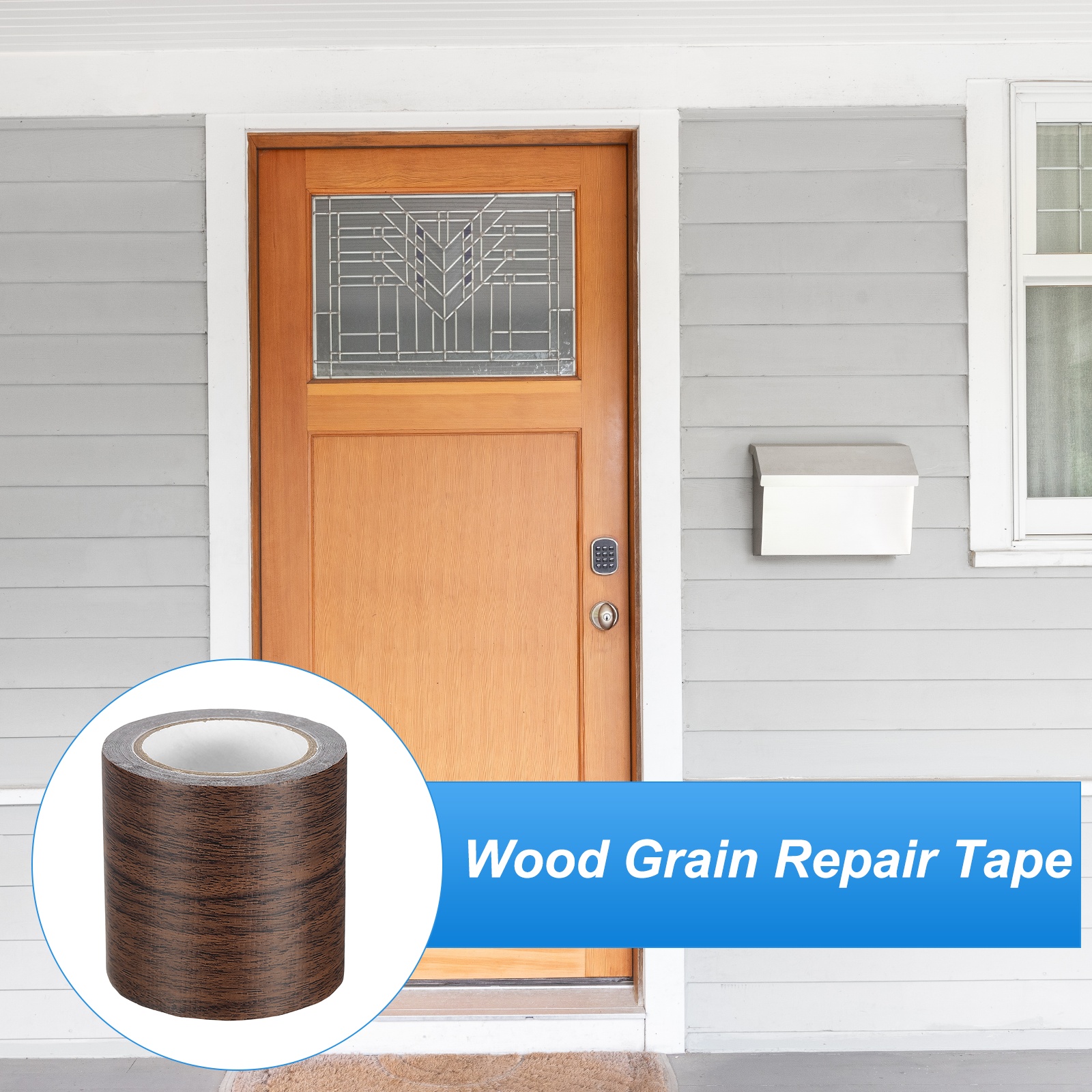 Uxcell Wood Grain Repair Tape 2.2" x 14.99' Self Adhesive Realistic Textured Repair Tape Patch with Scraper Dark Brown Oak
