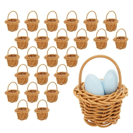 

24 Pack Cute Rattan Mini Picnic Baskets with Handles for Crafts 2.7 in.