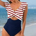 thumbnail image 3 of TNOBHG Two-piece Swimsuit Women's High-waisted Swimsuit Flattering Two-piece with Hollow Front V-shaped Neck, 3 of 8