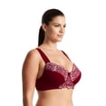 thumbnail image 2 of Curve Muse Plus Size Unlined Minimizer Wirefree Bras with Embroidery Lace-3Pack-GREY-BURGUNDY-BLACK-42C, 2 of 6