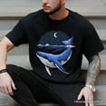 thumbnail image 5 of Moonlit Whale Vintage T-Shirt, Night Ocean Retro Tee, 5 of 5