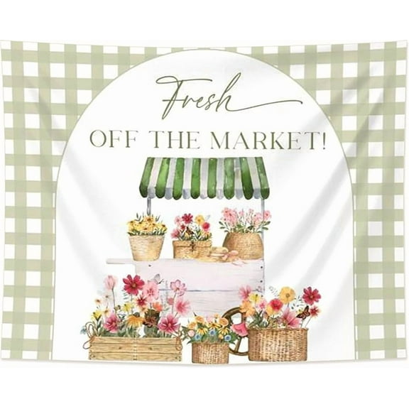 6x4FT She's Off The Market Bridal Shower Banner Decor Farmer's Market Bridal Shower Backdrop Locally Grown Party Decor for Bridal Showers Gardener Theme Farm Party
