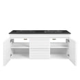 thumbnail image 6 of Wall Mount Double Sink Vanity Cabinet, White Black, Wood, Mid Century Hotel Bedroom Bathroom, Modern Contemporary HB34085, 6 of 11