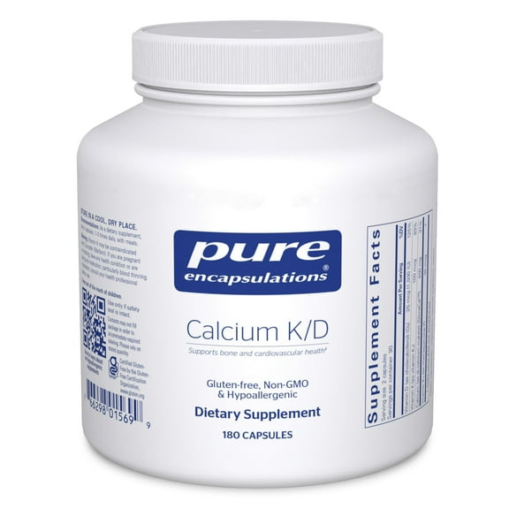 Pure Encapsulations Calcium K/D | Supplement for Bone Strength, Immune System, Colon, and Cardiovascular Health* | 180 Capsules