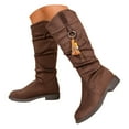 thumbnail image 3 of Rotm Womens Knee High Boots Pointed Toe Suede Boots Chunky Heel Slouchy Shoes Tall Fall 2025 Side Zipper Women Snow Boots Waterproof Brown,Size 7.5, 3 of 7