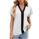 thumbnail image 2 of Fiudx Ofertas Del Día Camiseta Informal de Manga Corta con Cuello En V Liso a La Moda para Mujer, 2 of 3