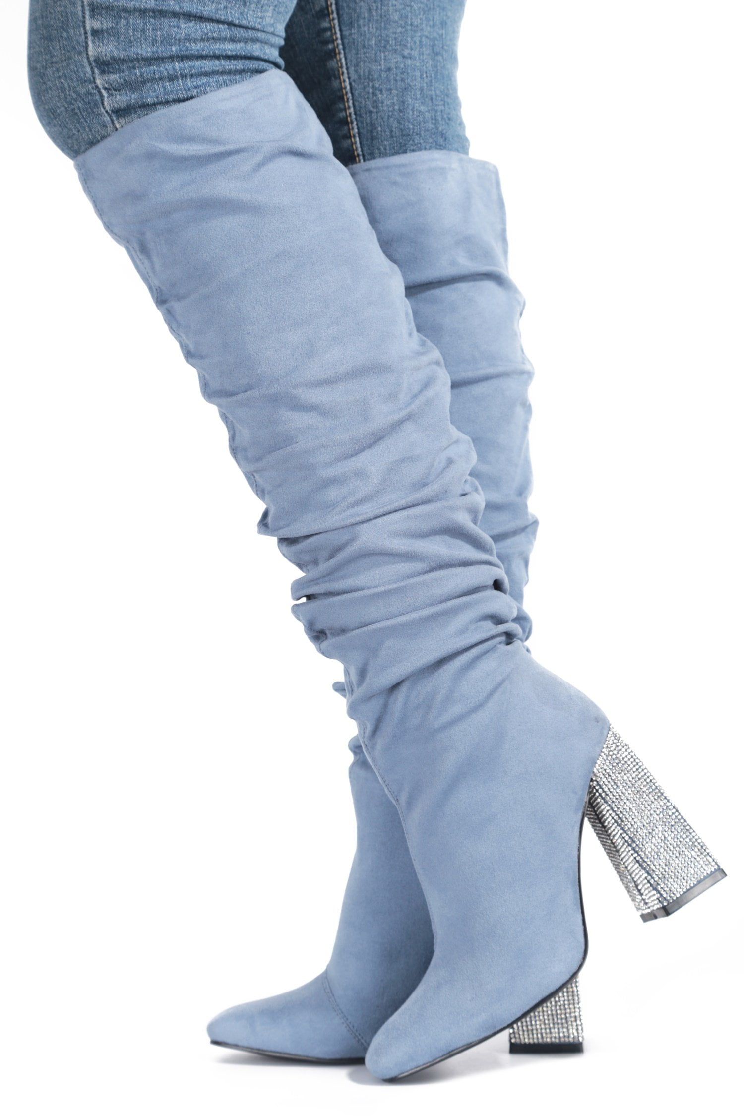 teal knee high boots