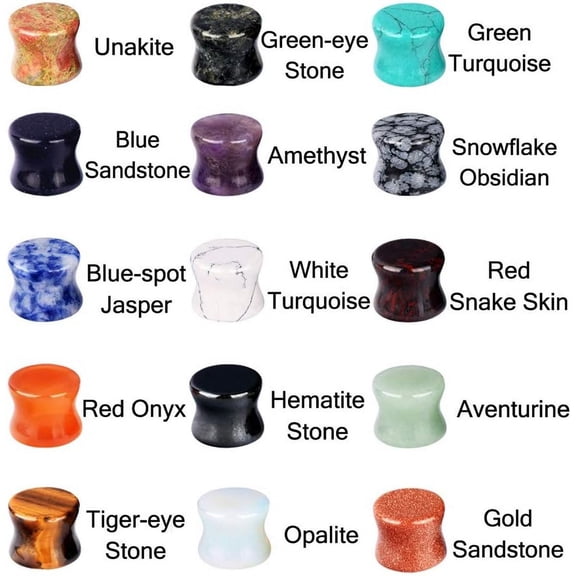 20/30 Pcs Set Mixed Stone Saddle Double Flared Ear Tunnels Expander Plugs Stretcher 3MM-20MM