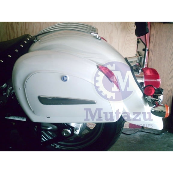 Mutazu White LN Universal Motorcycle Hard Bag Saddlebags with Mounting Brackets