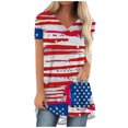 thumbnail image 1 of QLEICOM Womens 4th of July Tops Independence Day Popular American Flag Printed T-shirt V Neck Short Sleeve Summer Loose Fitting Tee Tops Blouses Red XXL, 1 of 4