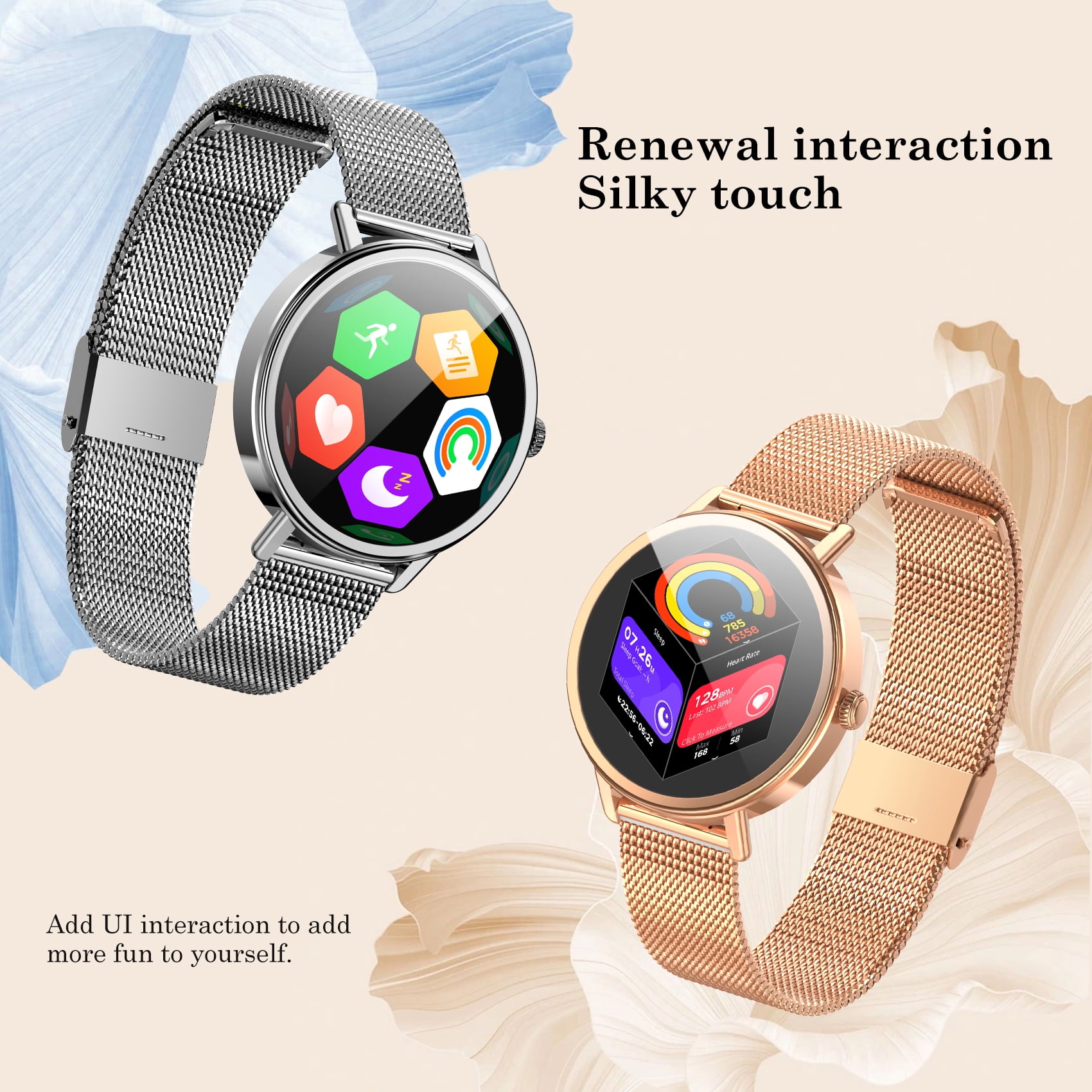 LUOMATE Smart Watch for Women Men, 1.85" Touchscreen with Bluetooth Calling, 100+ Sports Modes, IP68 Waterproof, Message Notifications, Includes 2 Bands, Compatible with iPhone & Android (Sliver)
