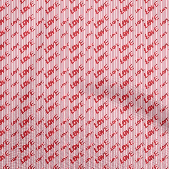 oneOone Cotton Silk Red Fabric Writing Font Sewing Craft Projects Fabric Prints By Yard 42 Inch Wide