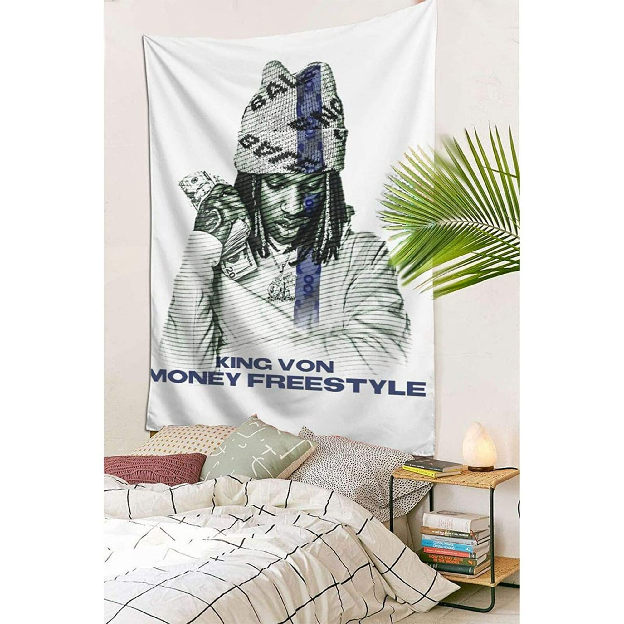 King Von Rapper Funny Wall Hanging Art Print Poster Tapestry Home Decoration Blanket for Bedroom Living Room Dorm Decoration Tapestries Machine Washable 90 60 Inch Walmart