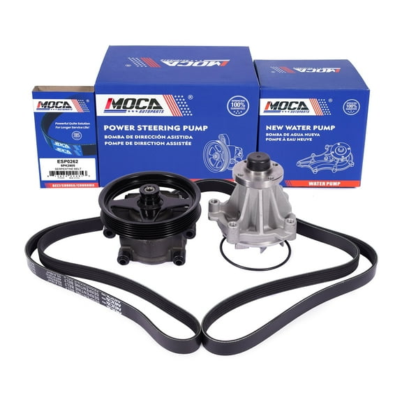 MOCA AUTOPARTS Power Steering Pump with Water Pump Serpentine Belt 6PK2605 Fit for 2009 Ford F-150 4.6L 5.4L