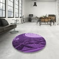 thumbnail image 4 of Ahgly Company Machine Washable Indoor Round Transitional Heliotrope Purple Area Rugs, 4' Round, 4 of 7