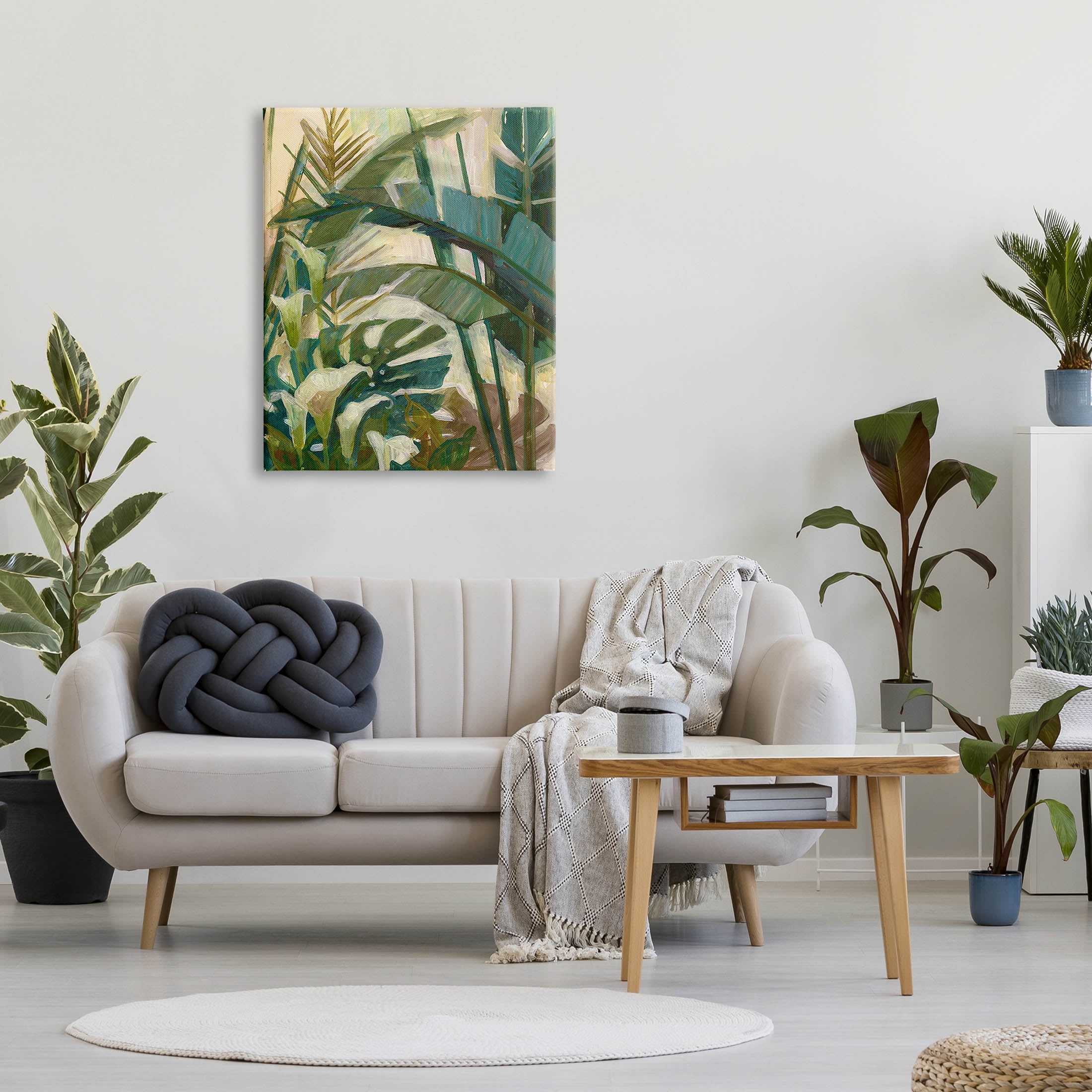 Tropical Jungle Plant Leaves Botanical & Floral Graphic Art Gallery Wrapped Canvas Print Wall Art