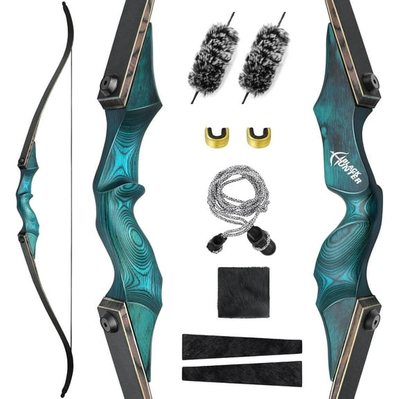 Black Hunter Takedown Recurve Bows for Adults Archery Bow Set Hunting Bow 60" 20-60 Lbs Right Hand Wooden Riser with Limb Silencer for Outdoor Hunting Competition