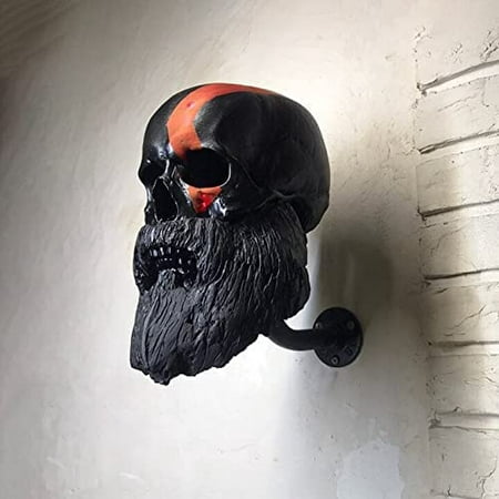Crâne de casque de moto avec porte-casque de barbe, support mural