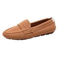 thumbnail image 3 of Canvas Loafers for Women Wide Width Comfortable Slip on Work Flats Lightweight Dressy Casual Walking Shoes Brown Size 7, 3 of 3