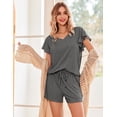 thumbnail image 4 of Ekouaer Womens Lounge Sets Comfy 2 Piece Sleepwear V Neck Cute Pajamas Shorts Set for Summer Pjs, 4 of 5