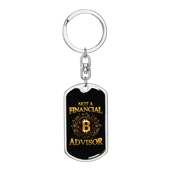 Financial Advisor Crypto Stainless Steel or 18k Gold Premium Swivel Dog Tag Keychain