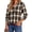Brown, variant on Womens Plaid Shirts Flannel Button Down Shirts Business Casual Long Sleeve Tops Dressy V Neck Blouses