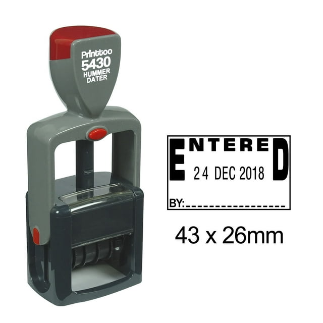 Printtoo Auto Encrage Lourde Dater Timbre avec Entré par Texte & Signe Espace Date Caoutchouc Timbre-Noir