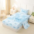 thumbnail image 2 of Erosebridal Cute Ribbon Bowknot Twin Sheet Sets 3pcs For Kids Teens,Girls Blue Letter Monogrammed M Bedding, 2 of 5