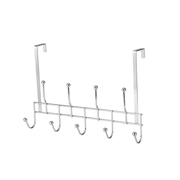 9-Hook Over-the-Door Organizer, Space-Saving Hanger for Coats, Bags, and Towels, Polished Chrome Finish