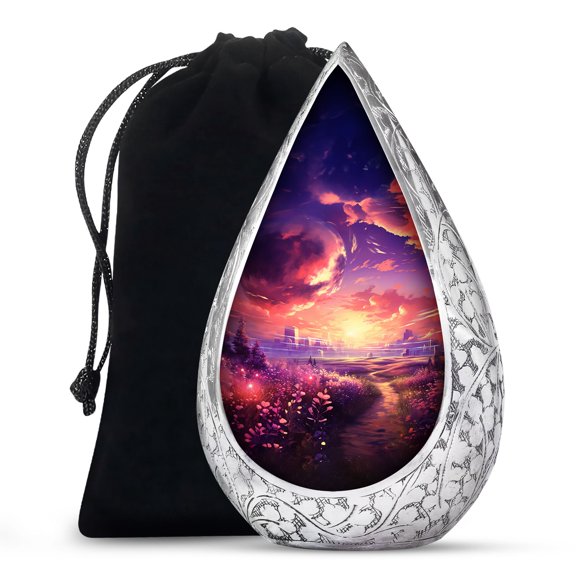 JAGSHASHI Sunset Cosmic Garden - Cremation Urns For Adult Ashes Women - Adult Urns For Relatives - Human Remains Mom & Dad - Cremation Urn - Funeral Decotative Urns - Memorial Urn - 10 Inch - Large