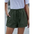 thumbnail image 6 of SHEWIN Women's Shorts Comfy Drawstring Elastic Waist Shorts Casual Sports Short Pants with Pockets Green, 6 of 7