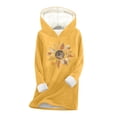 thumbnail image 2 of Qulqfy Tops for Women Long Sleeve Plus Size Yellow Fleece Lined Pullover Tops Winter Floral Hooded Shirts Fall Tops for Women, 2 of 5
