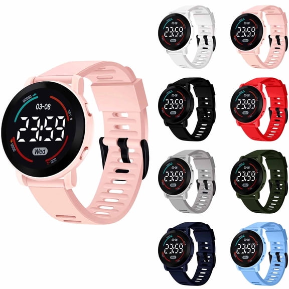 Resicozy Mens Digital Watch Round Watches Ultra-Thin Wrist Watch For Men Running Sports Green