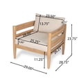 thumbnail image 3 of Christopher Knight Home Mid-Century Outdoor Wood Lounge Chair with Slat Seating & Cushion, Beige, 3 of 11
