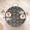 thumbnail image 4 of Ambesonne Geometric Fitted Round Tablecloth, Retro Motif of Lines Art, 36"- 40" Diameter, Dark Mustard Grey, 4 of 5